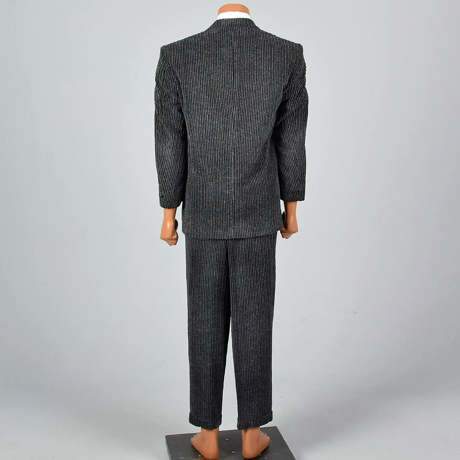 41S  Medium 1980s Charcoal Corduroy Two Piece Suit
