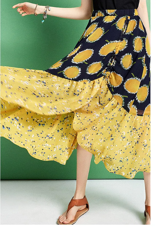 ARTKA MIDI WRAP SKIRT IN YELLOW FLORAL PRINT