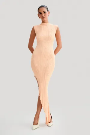 Asymmetrical Rib Knit Maxi Dress