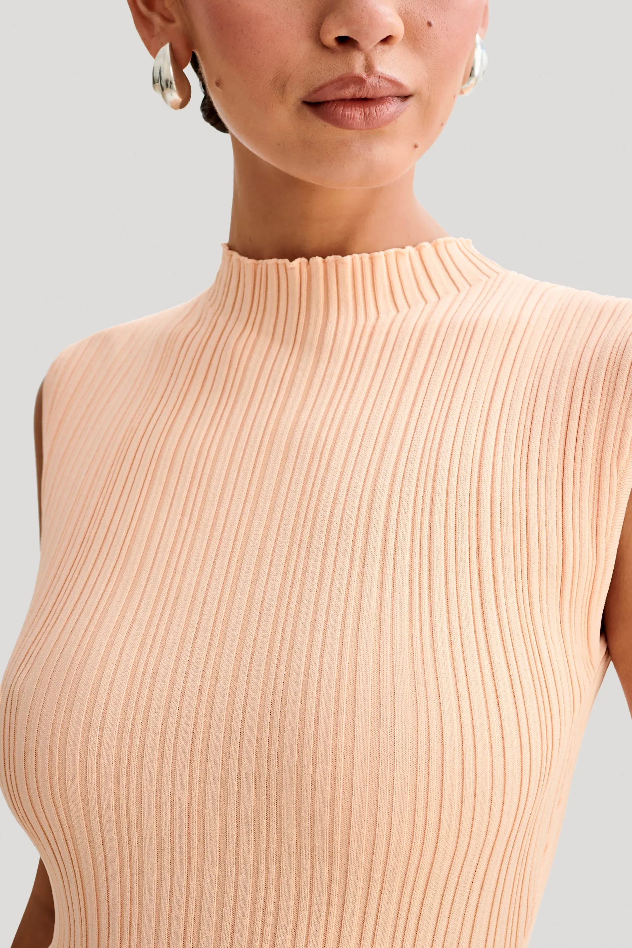 Asymmetrical Rib Knit Maxi Dress