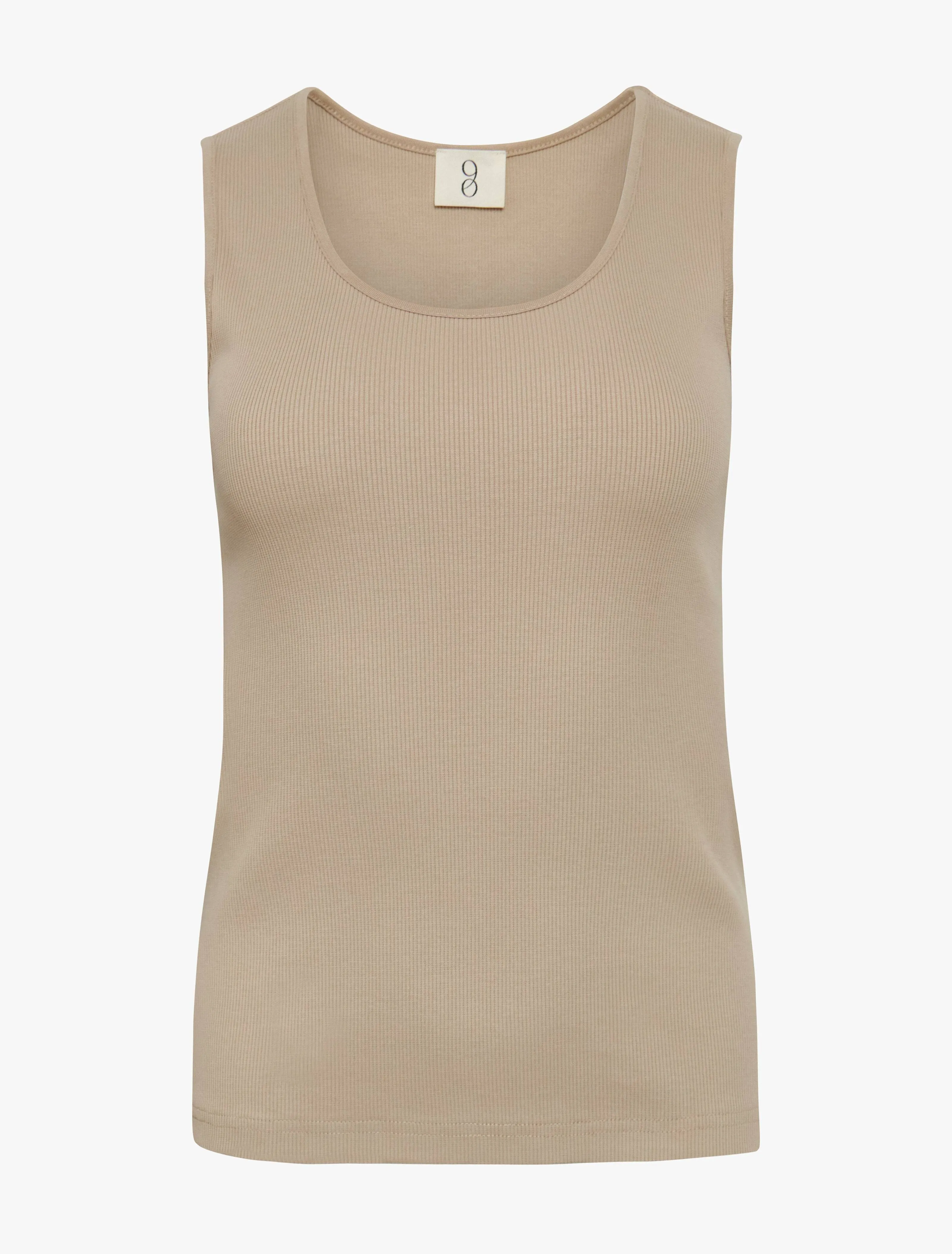 Azami Signature Rib Scoop Tank In Taupe