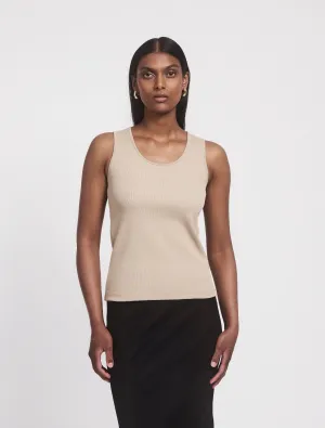 Azami Signature Rib Scoop Tank In Taupe