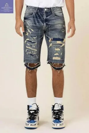 Boro Distressed Denim Bermuda Shorts