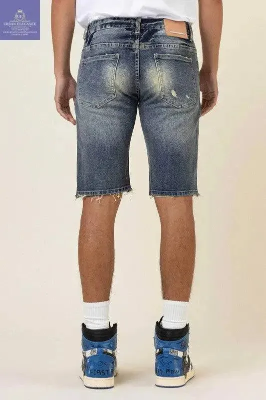 Boro Distressed Denim Bermuda Shorts