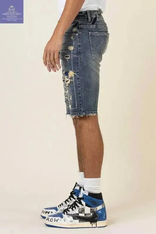 Boro Distressed Denim Bermuda Shorts