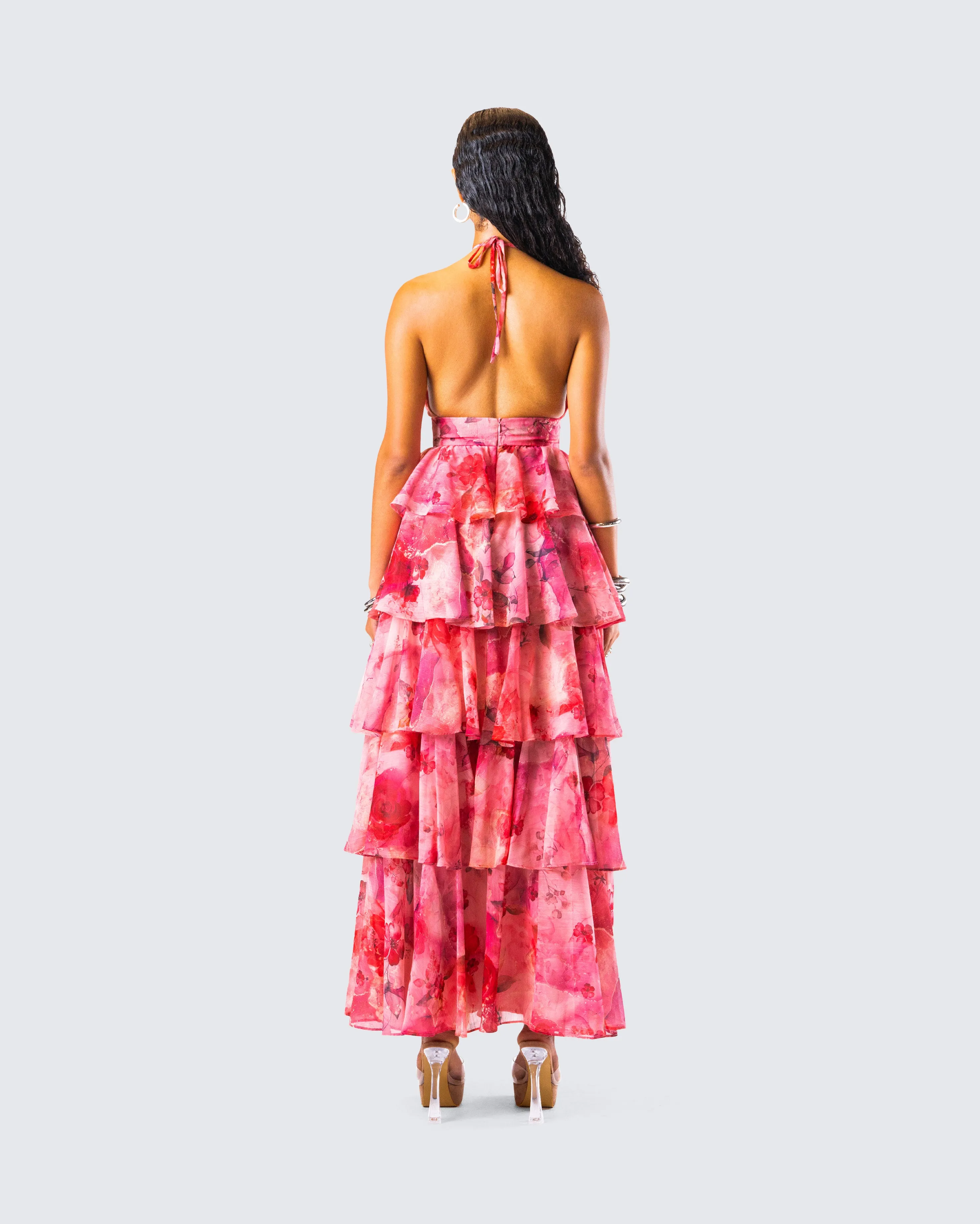 Caprice Pink Floral Maxi Dress