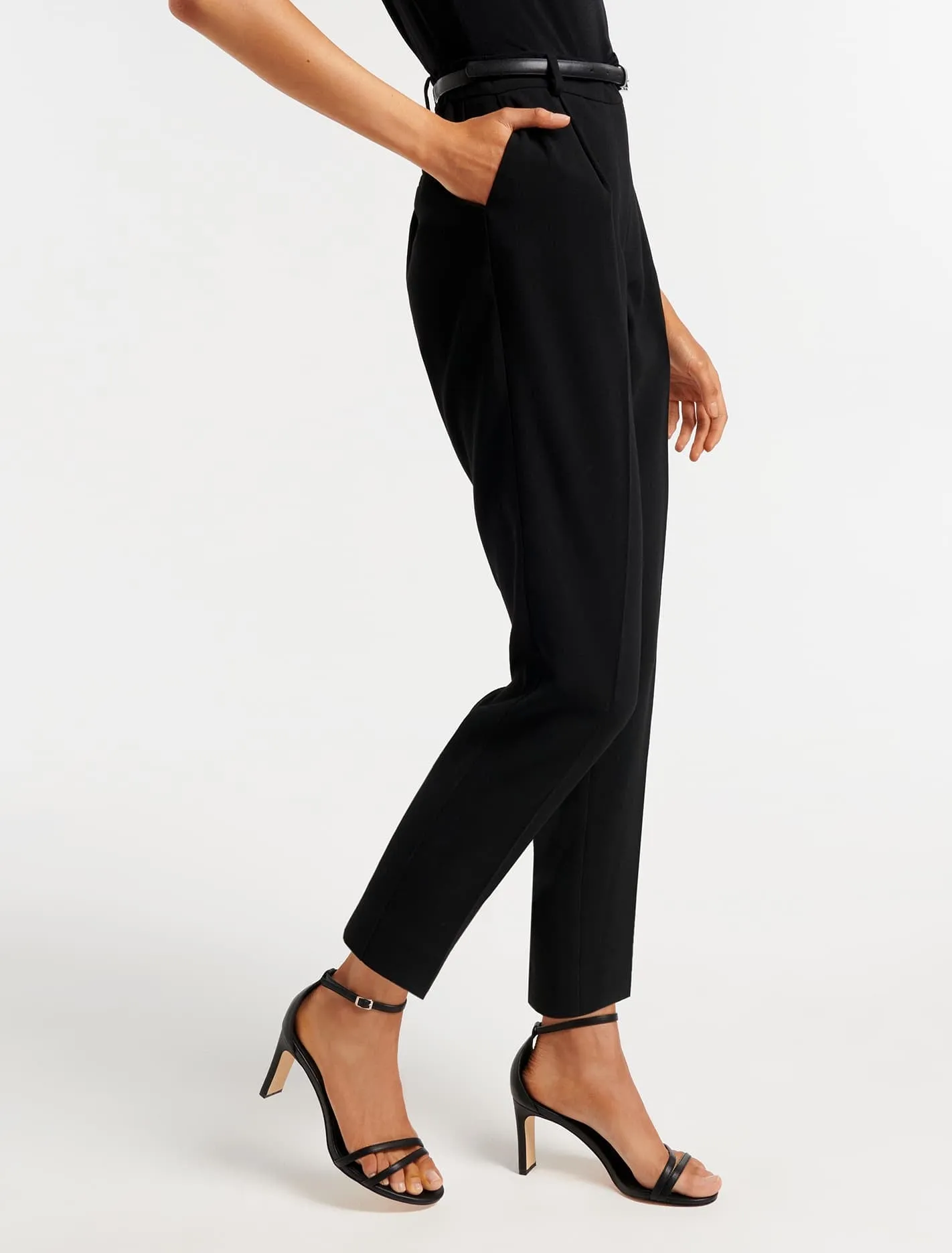 Carmen Petite Belted Tapered Pants
