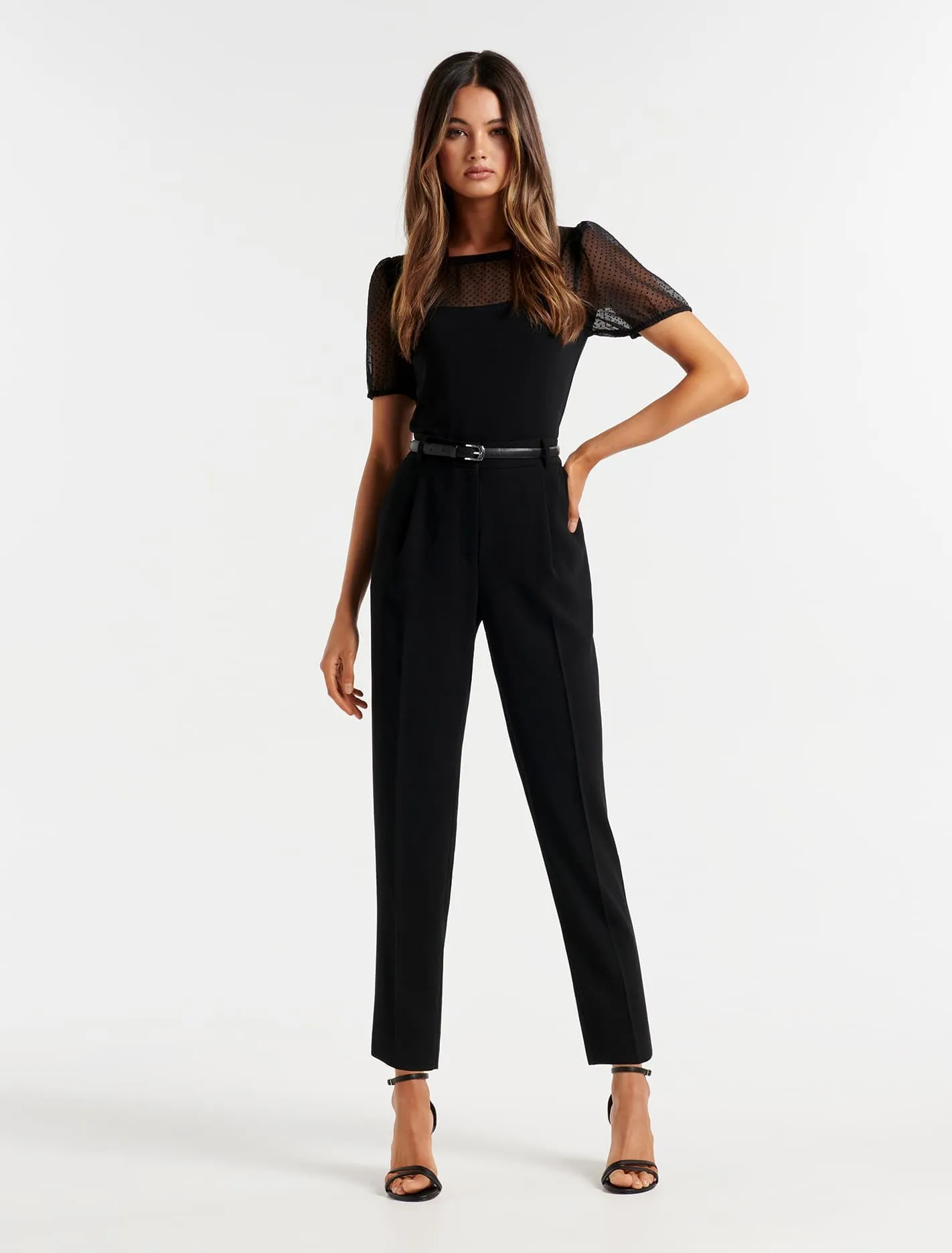 Carmen Petite Belted Tapered Pants