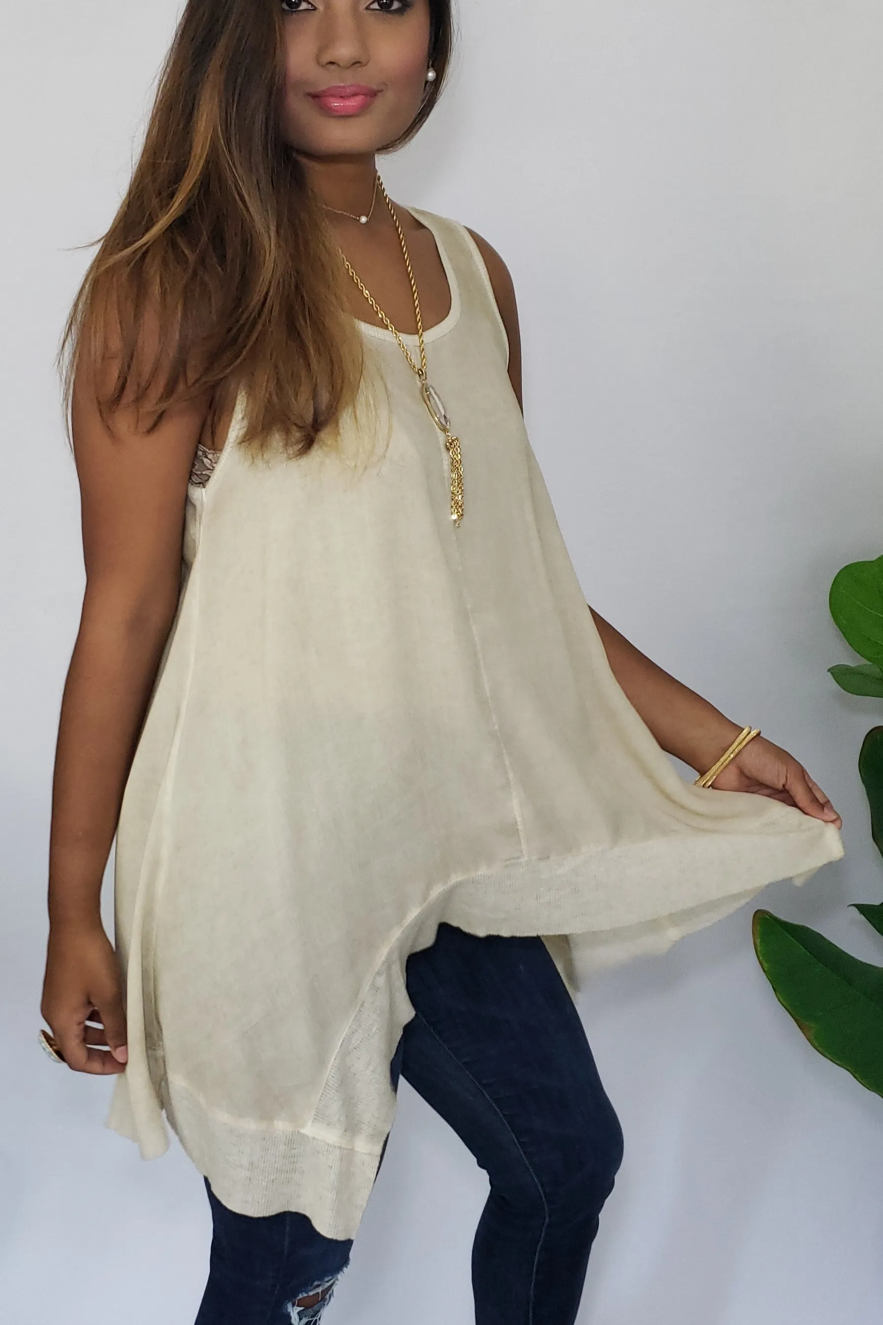 Celia- Was- Here Tank in Neutral Taupe