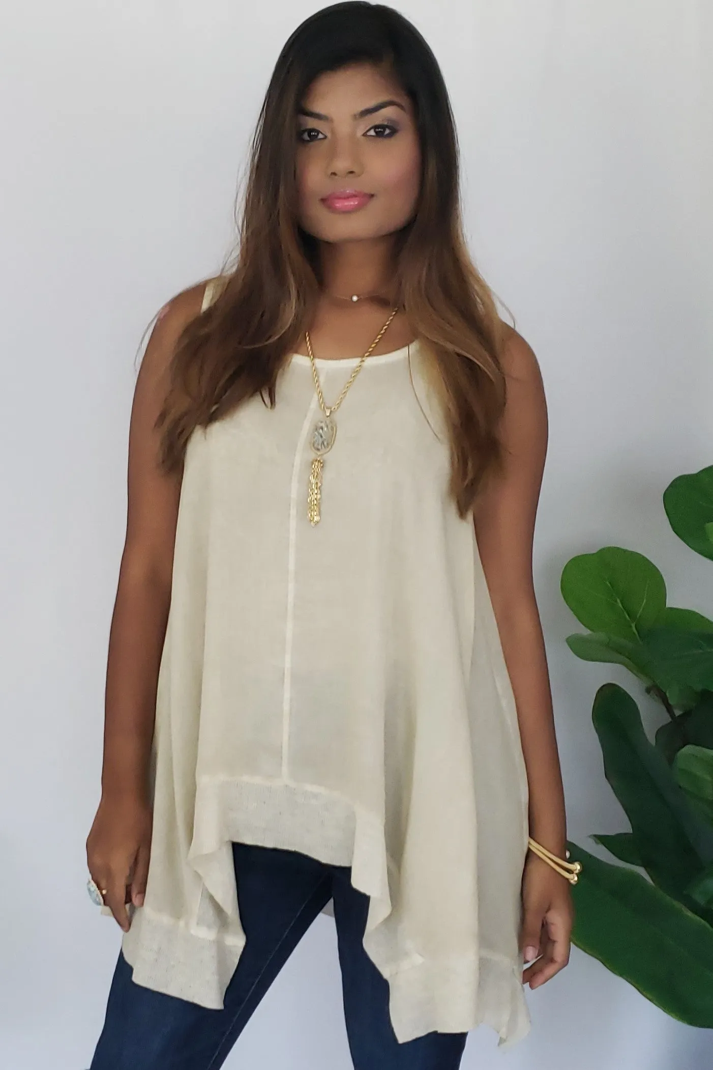 Celia- Was- Here Tank in Neutral Taupe