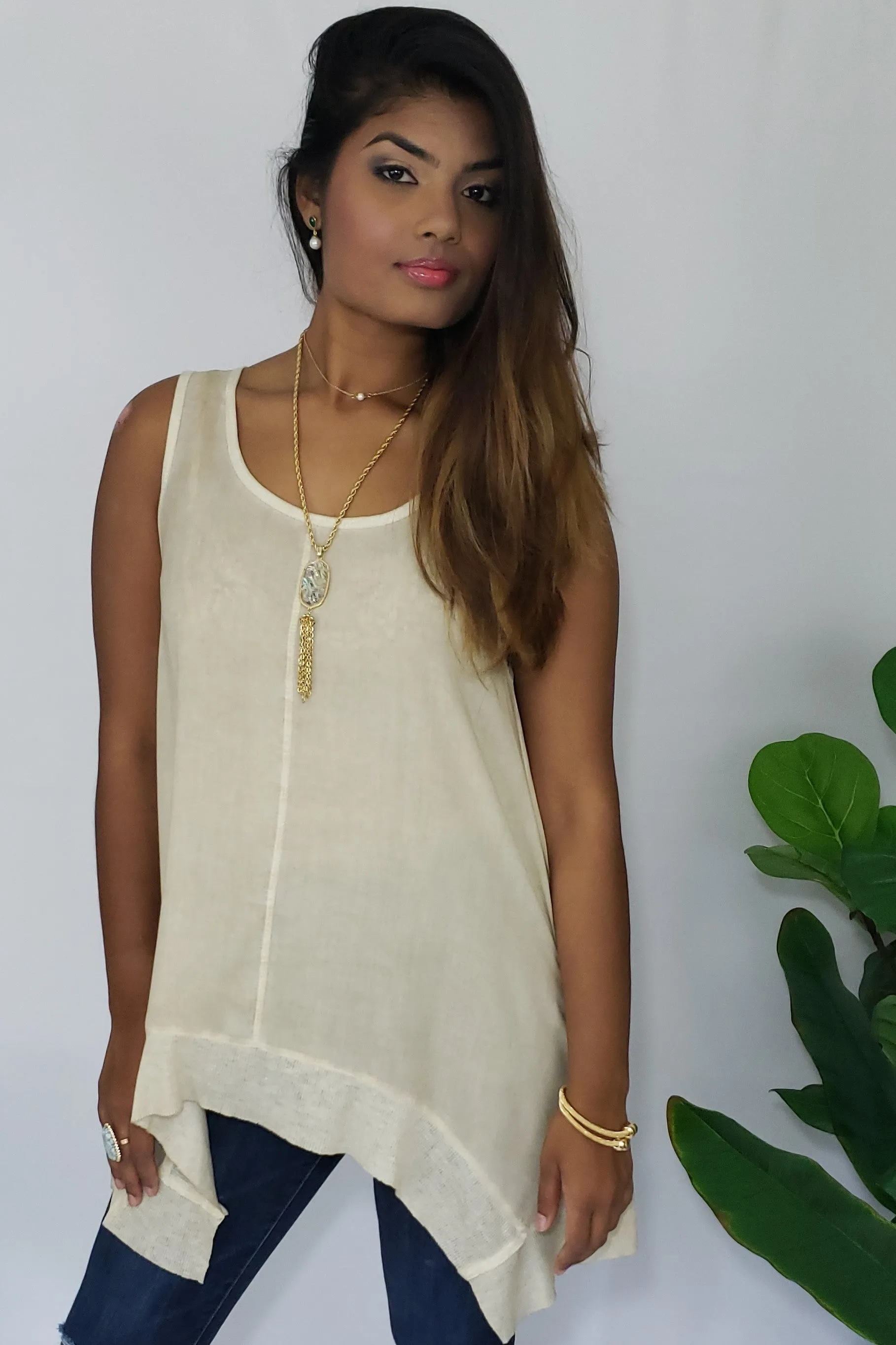 Celia- Was- Here Tank in Neutral Taupe