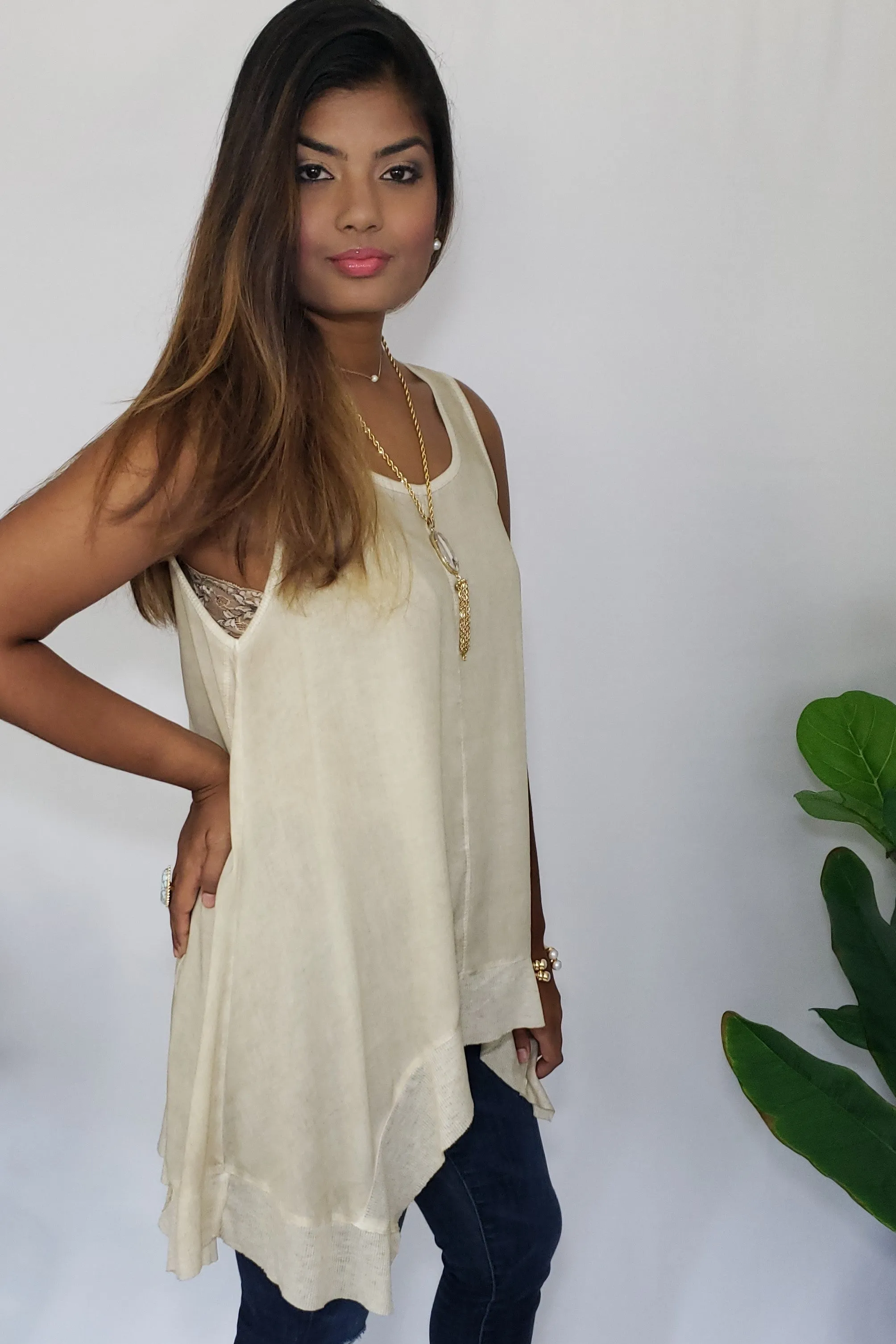 Celia- Was- Here Tank in Neutral Taupe