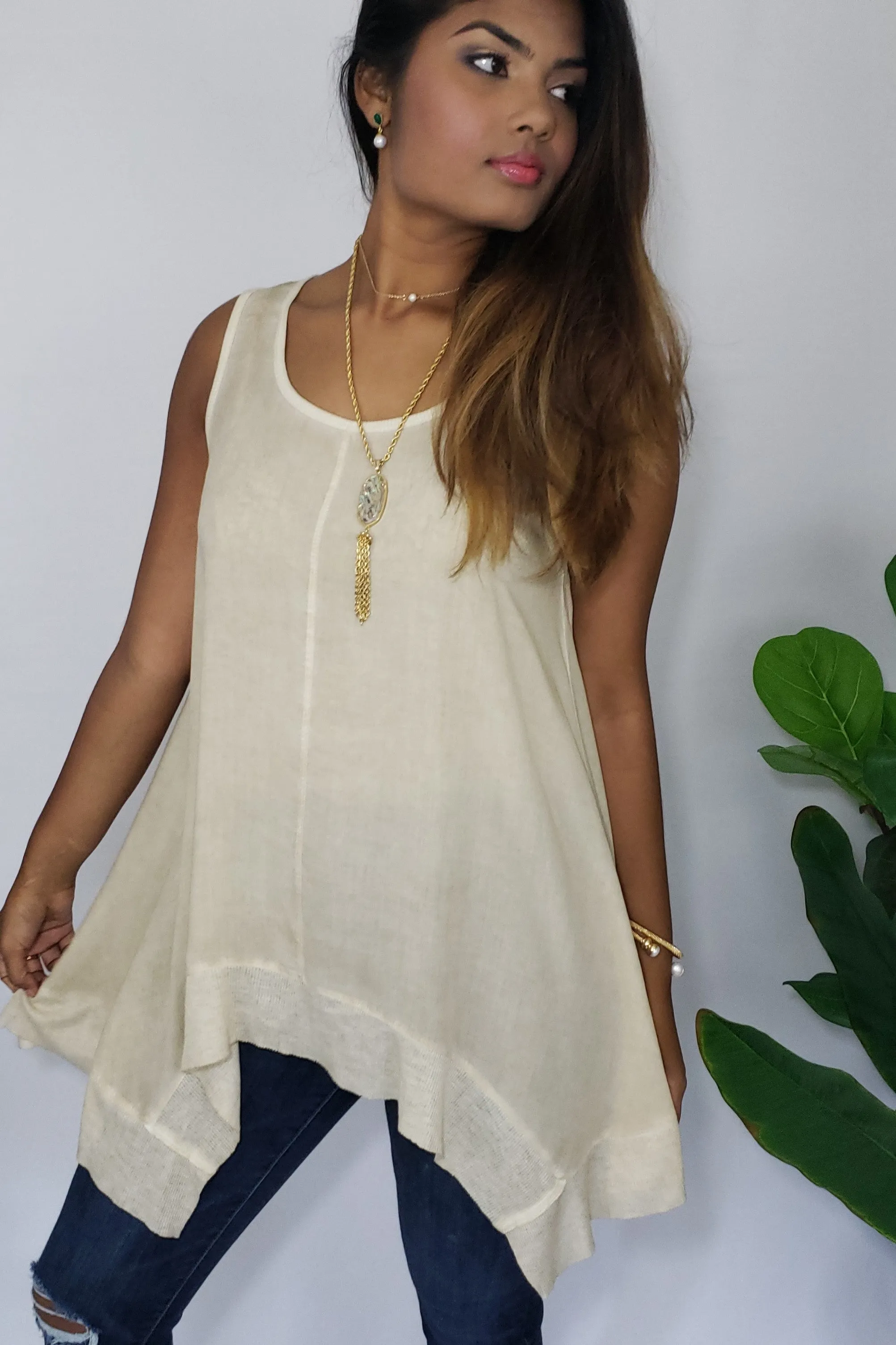 Celia- Was- Here Tank in Neutral Taupe