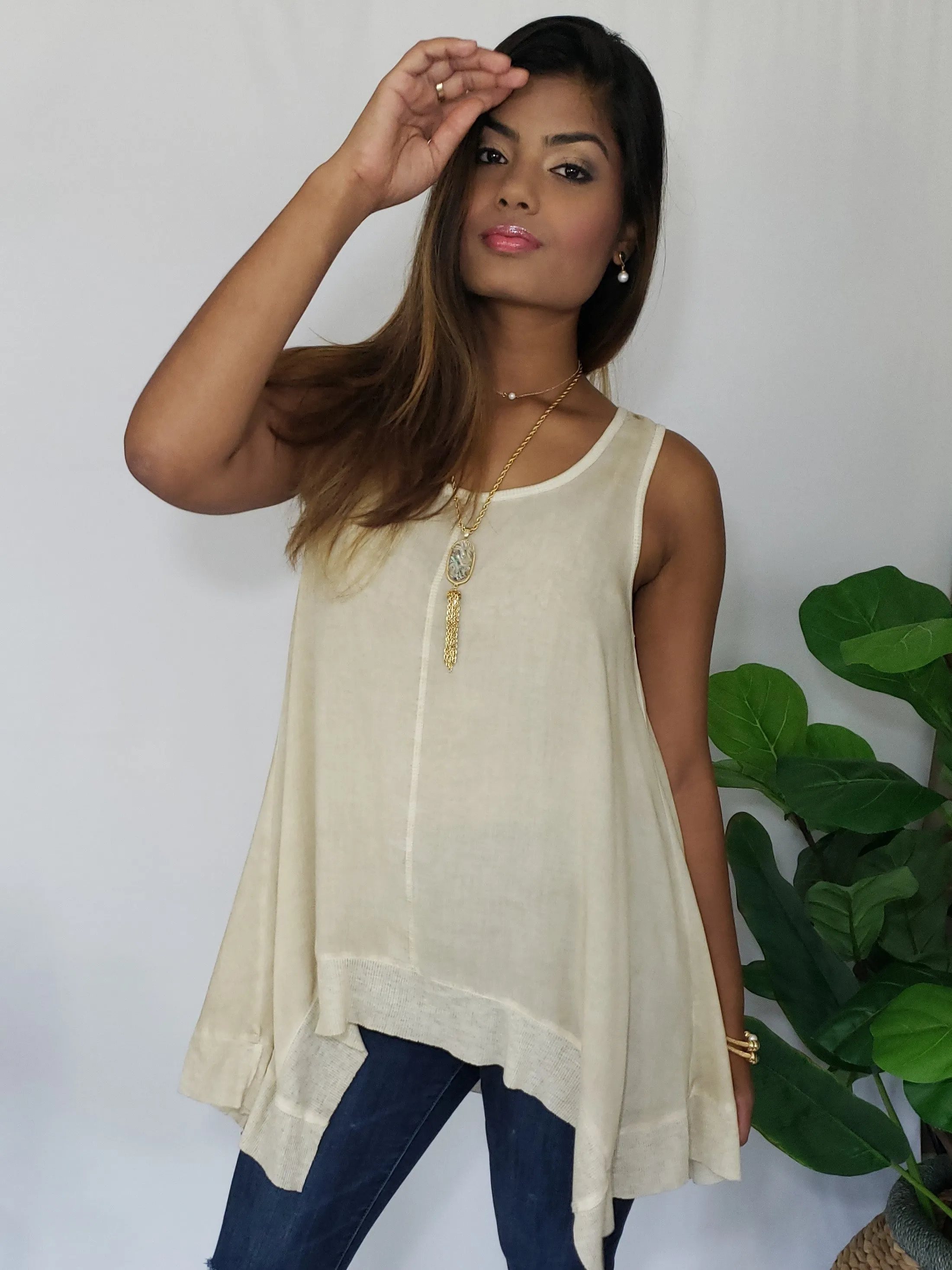 Celia- Was- Here Tank in Neutral Taupe