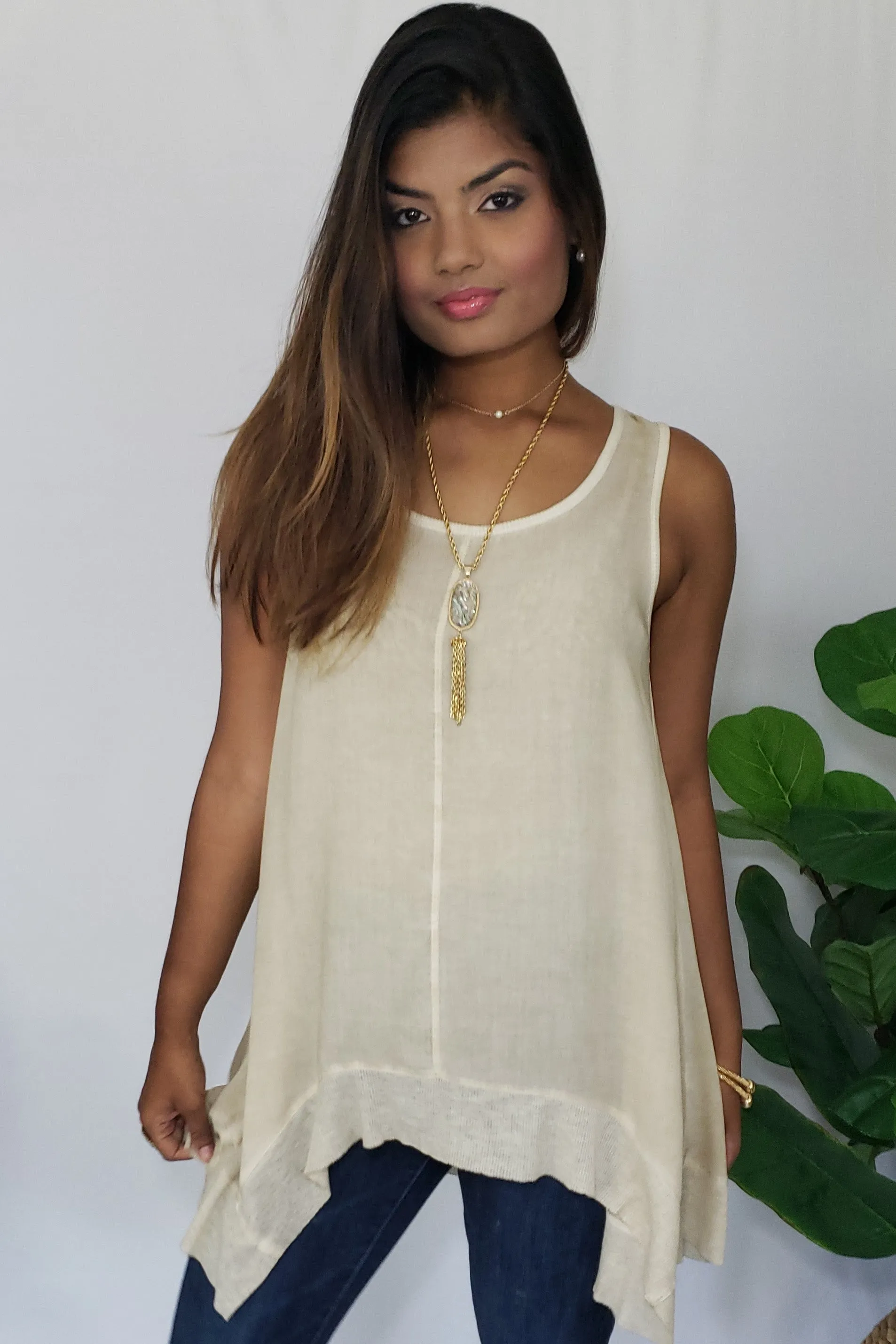 Celia- Was- Here Tank in Neutral Taupe