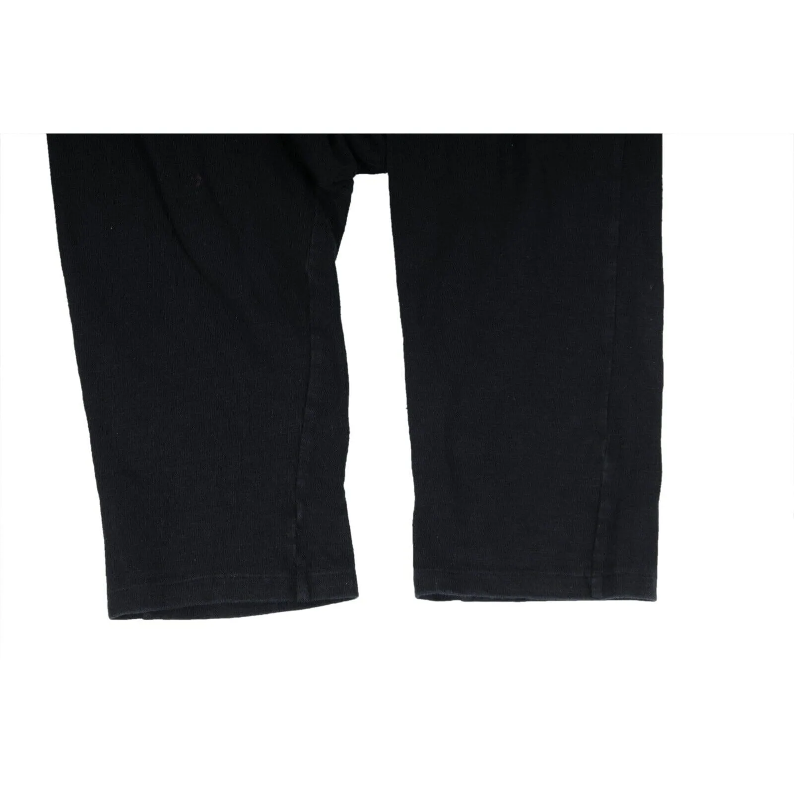 Cropped Pants Black Cotton Drop Crotch Drawstring Trousers
