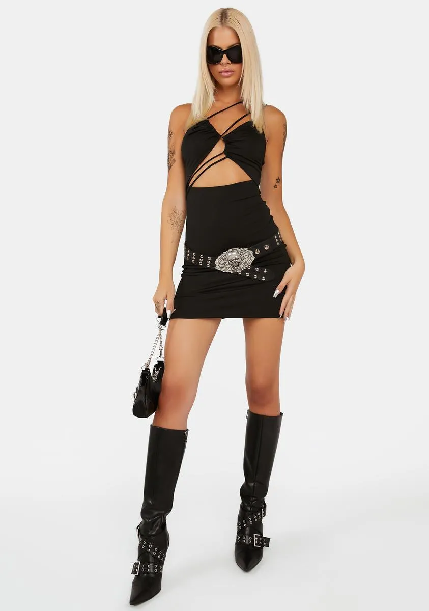 Dark Time To Party Cutout Mini Dress
