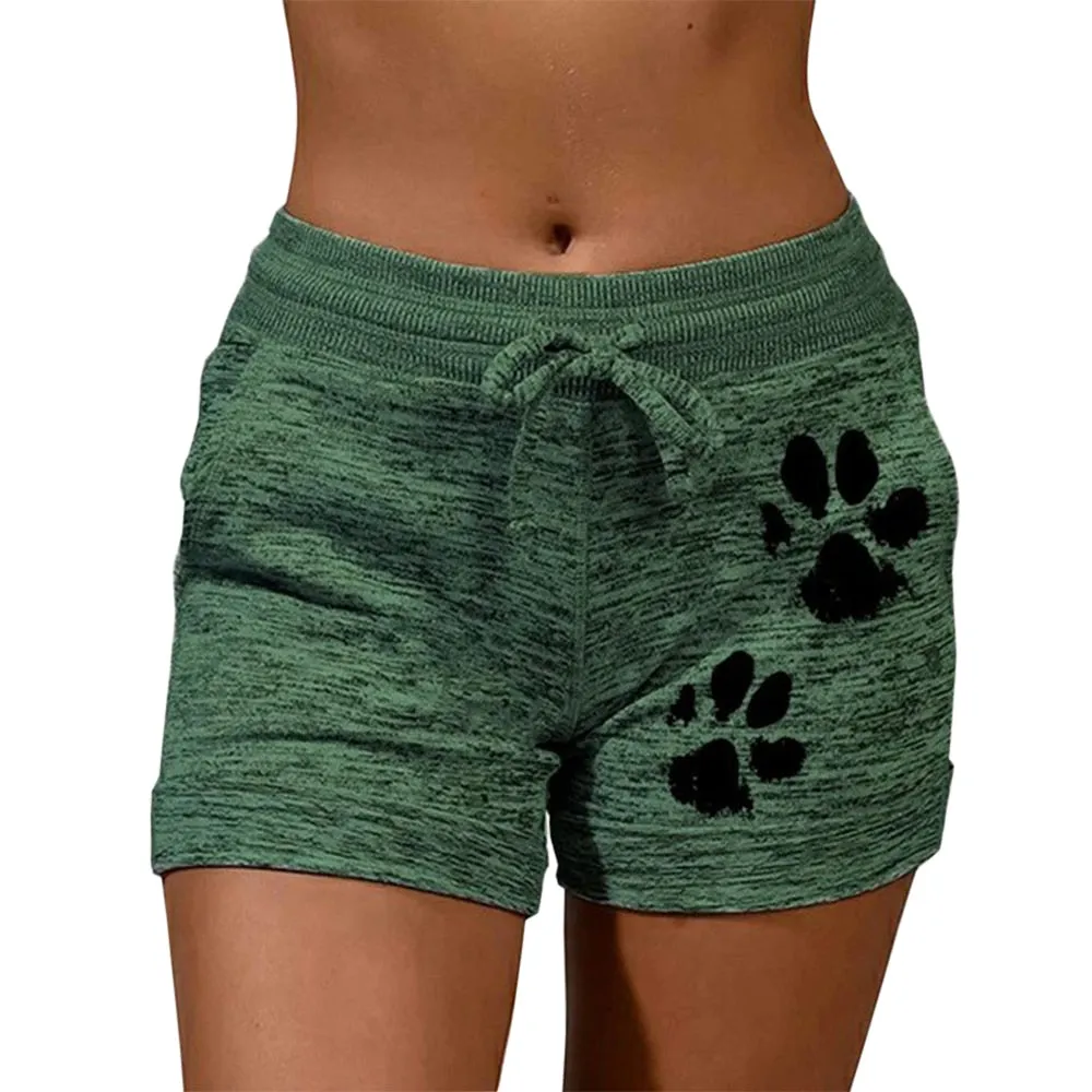 Drawstring Paw Print Shorts