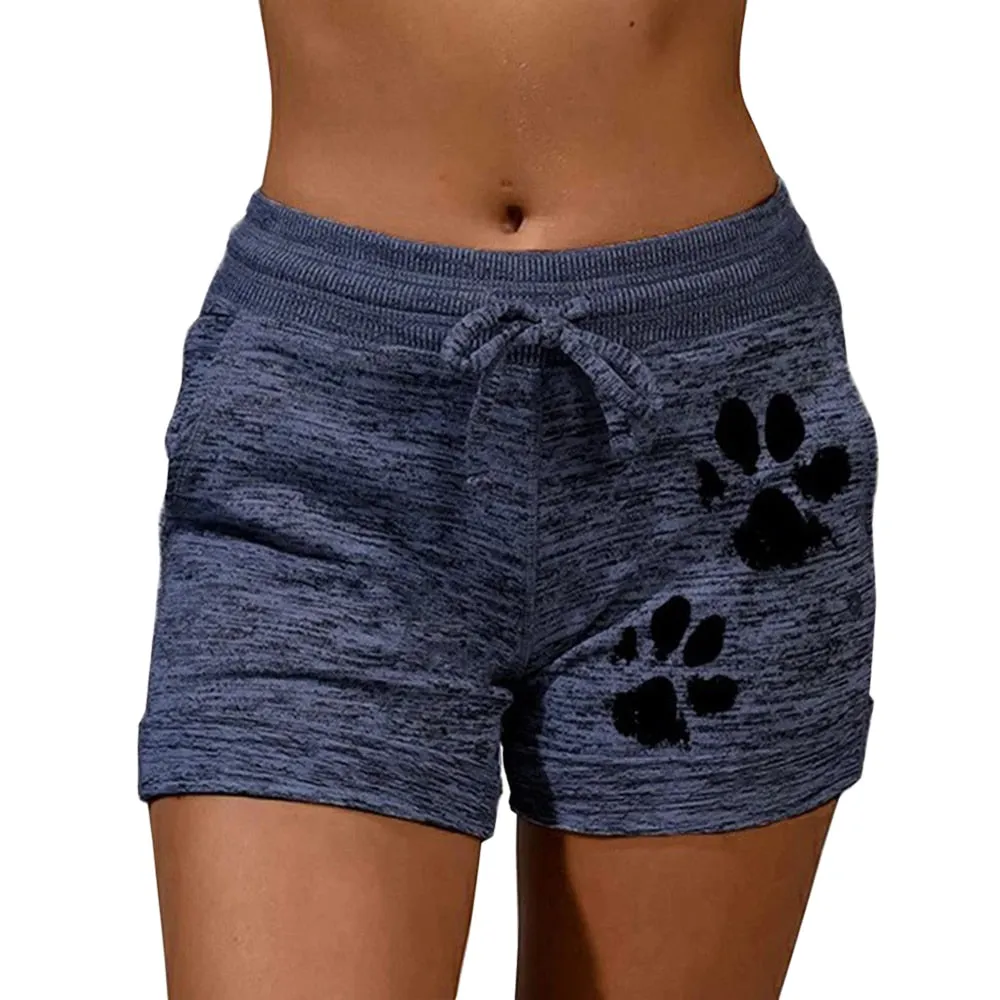 Drawstring Paw Print Shorts