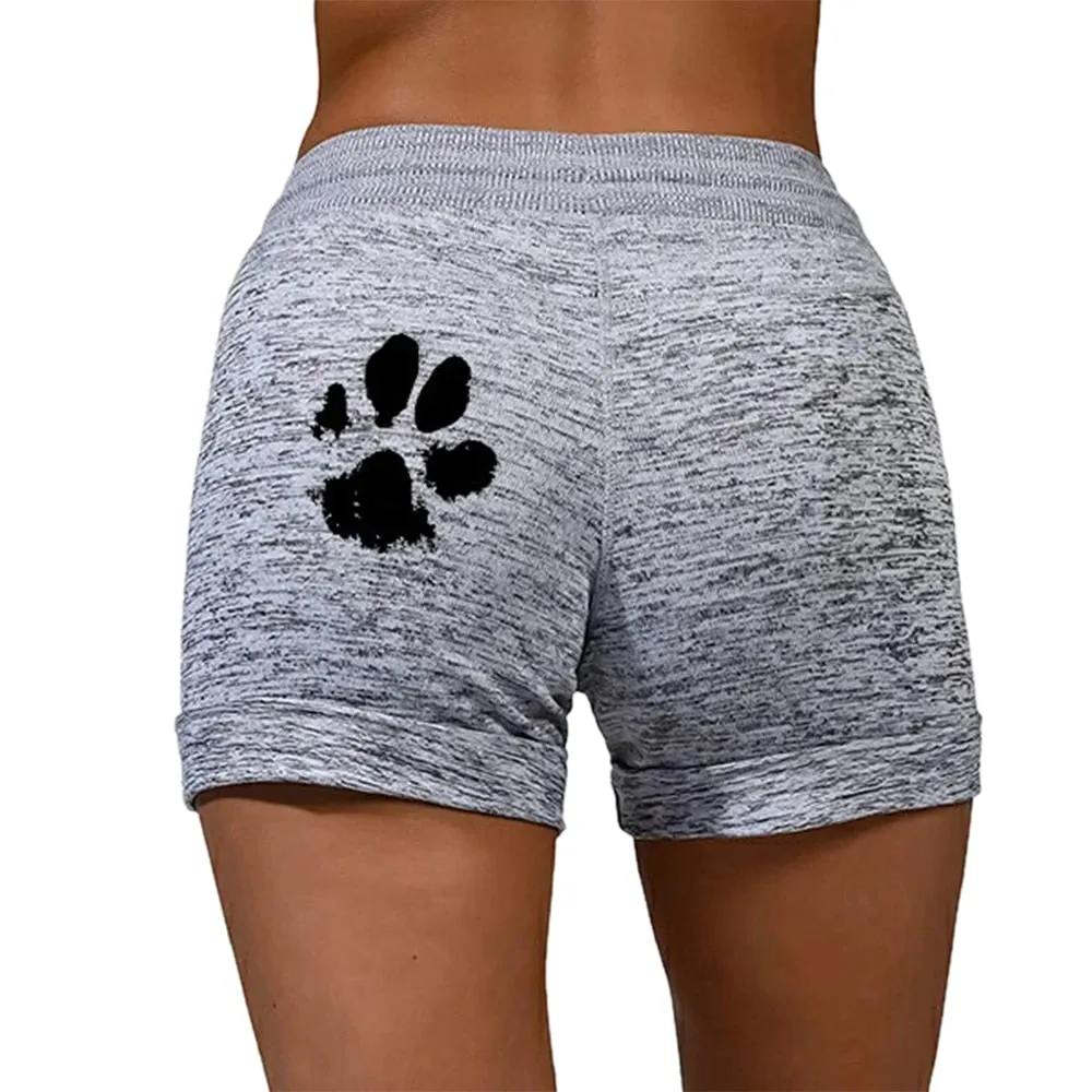 Drawstring Paw Print Shorts