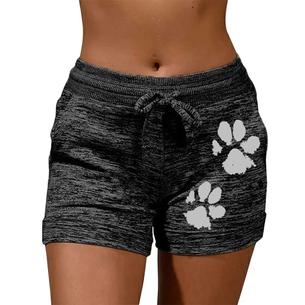 Drawstring Paw Print Shorts