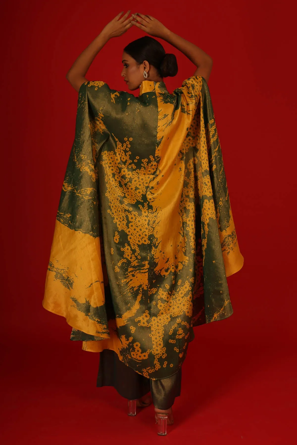 Embroidered Tissue Kaftan & Palazzo