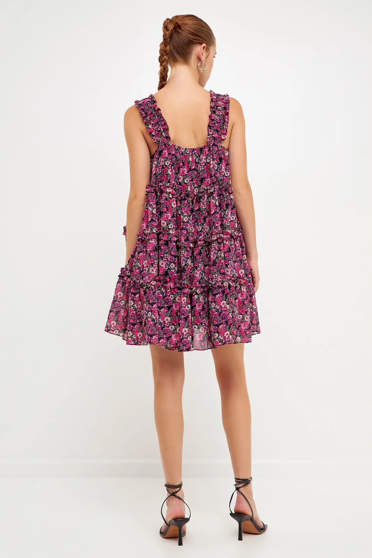 Endless Rose - High Multi Chiffon Flounce Ruffled Mini Dress
