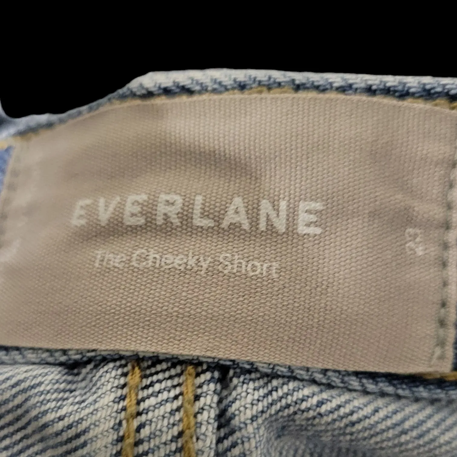 Everlane The Cheeky Short Blue Light Stonewashed Denim Jeans High Rise Button Fly Frayed Size 23