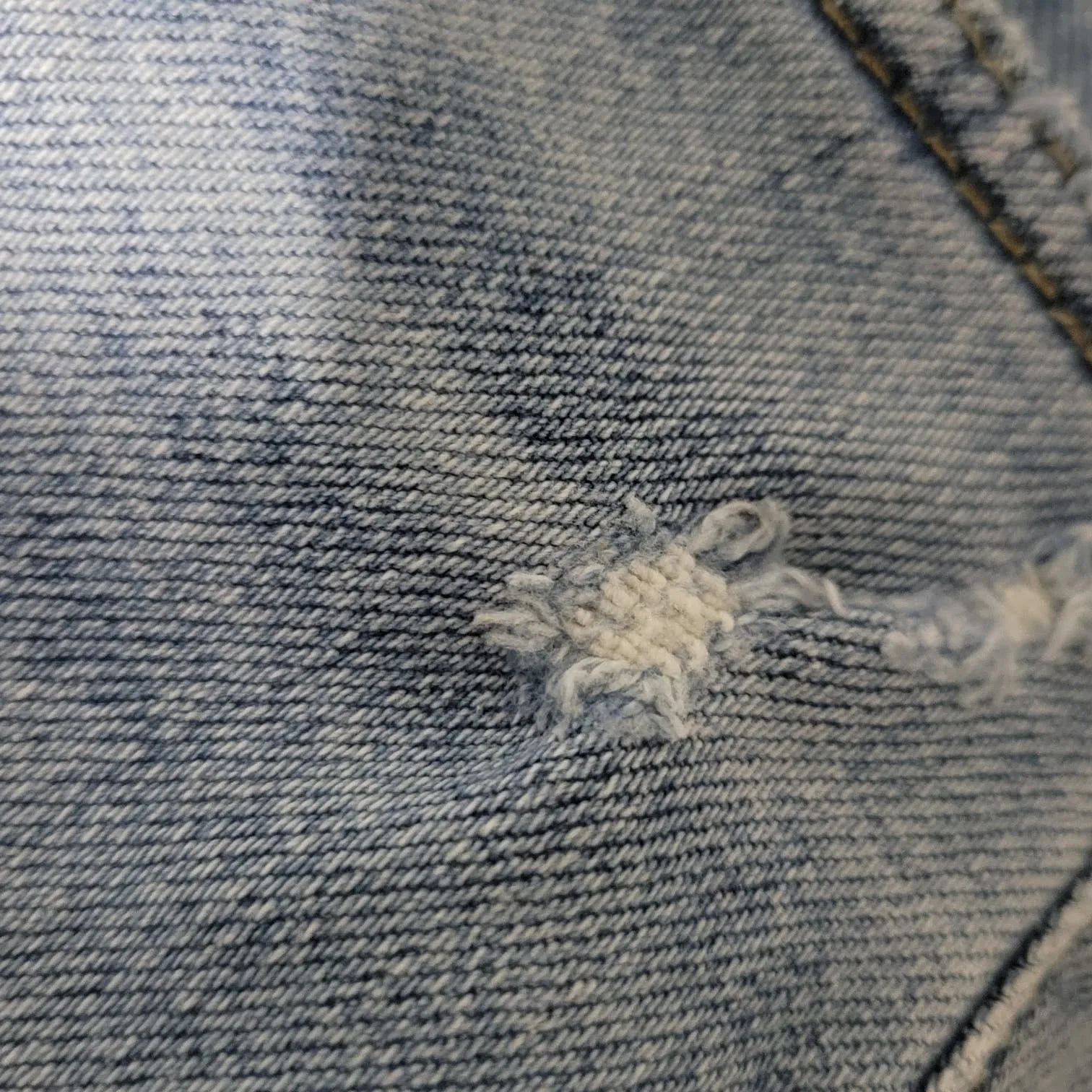 Everlane The Cheeky Short Blue Light Stonewashed Denim Jeans High Rise Button Fly Frayed Size 23