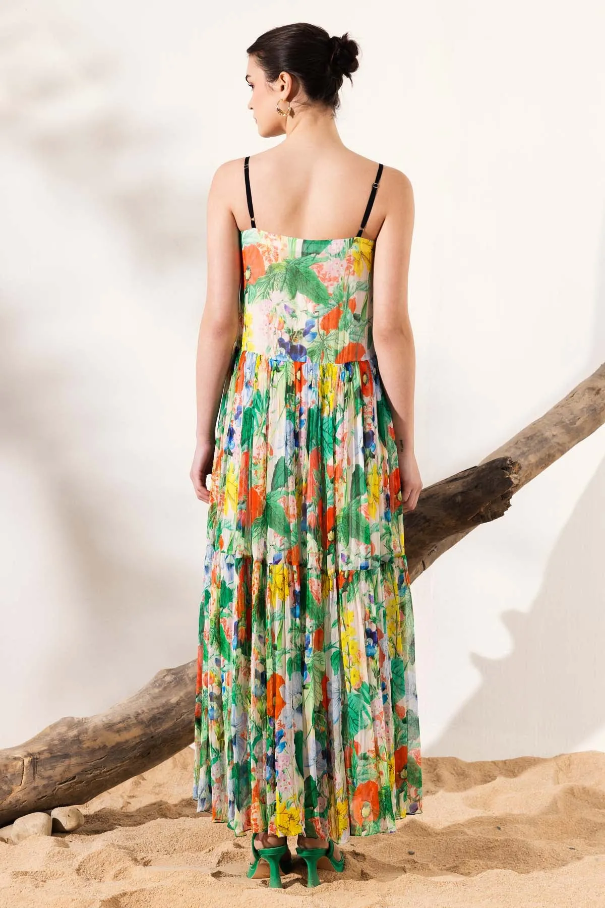 Floral Print Tiered Maxi Dress