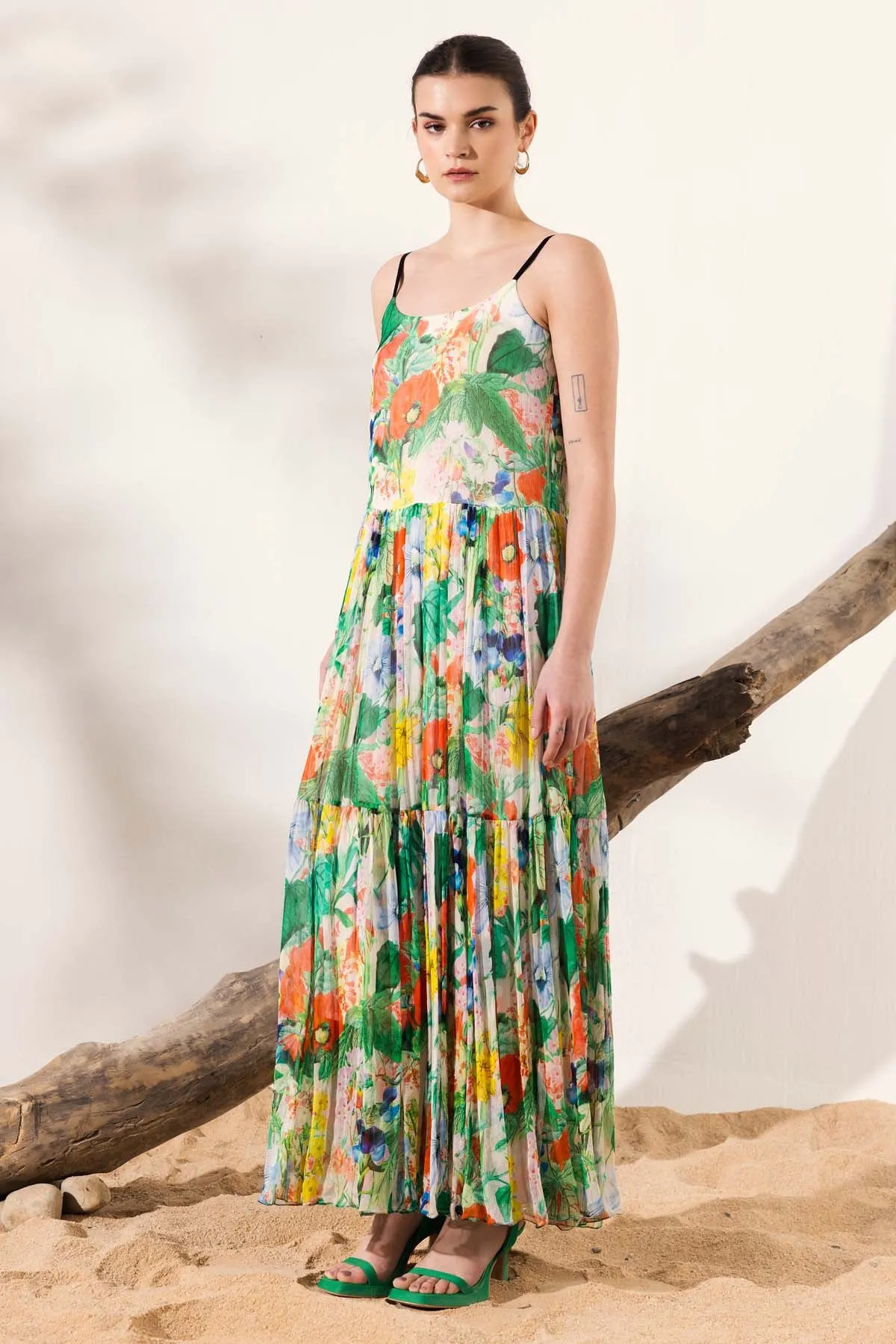 Floral Print Tiered Maxi Dress