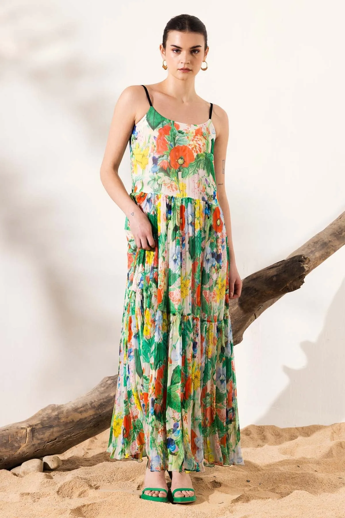 Floral Print Tiered Maxi Dress