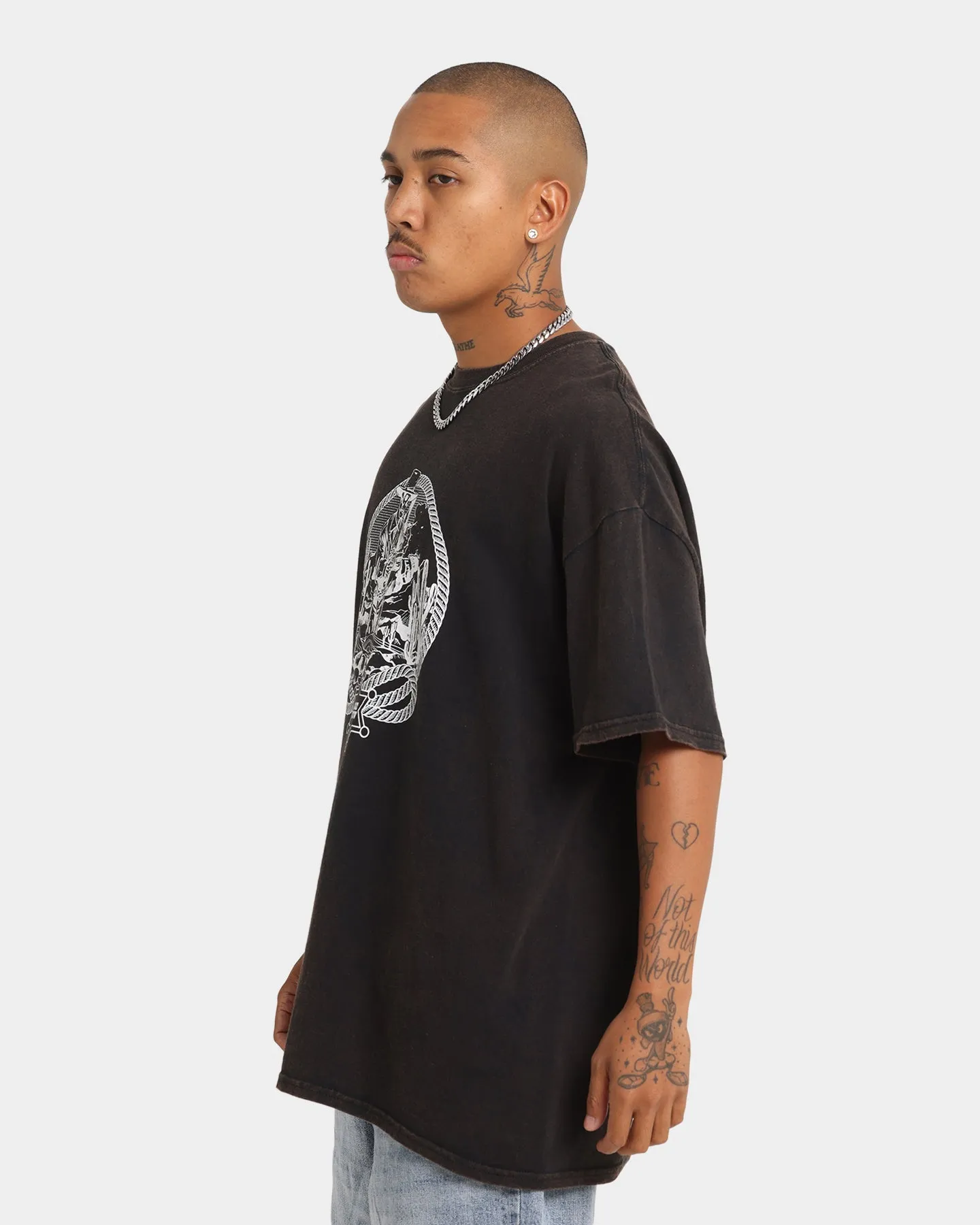 Goat Crew Cowboy Drawing Vintage T-Shirt Black Wash