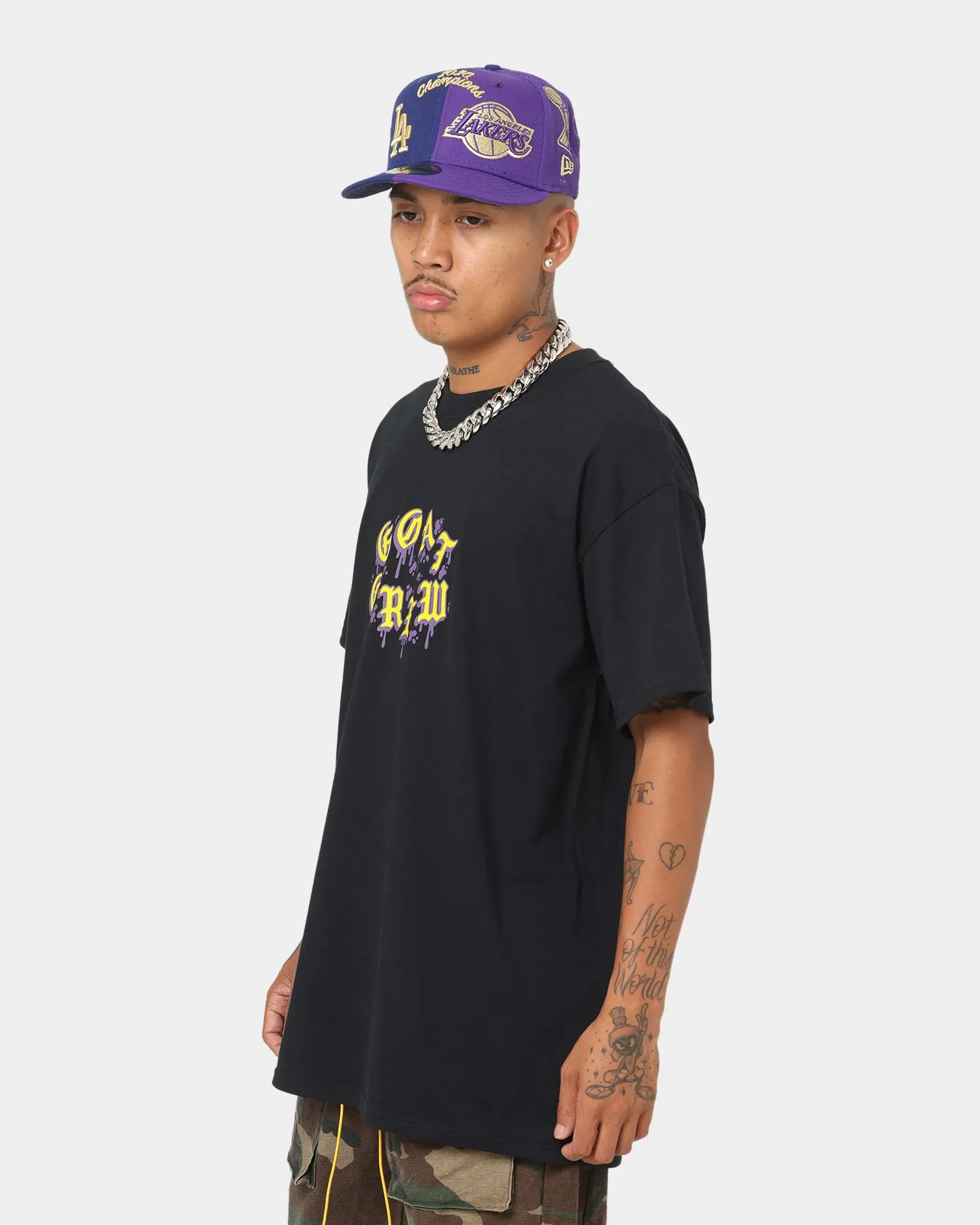 Goat Crew Drip Logo T-Shirt Black/Yellow/Purple
