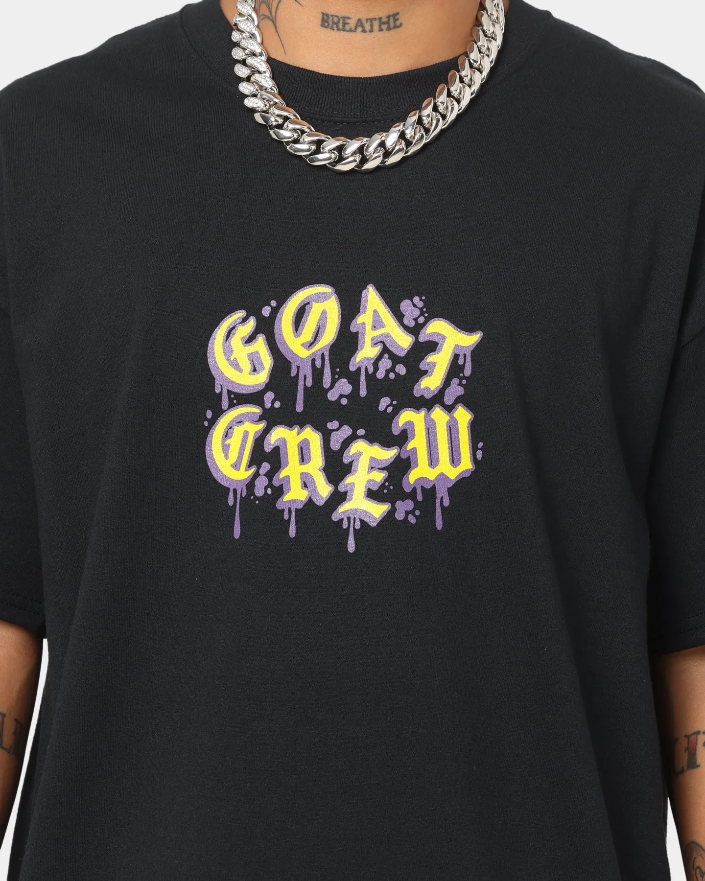 Goat Crew Drip Logo T-Shirt Black/Yellow/Purple