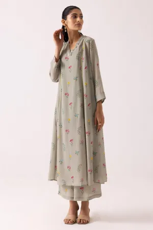 Green Pintuck V-Neck Kurta Set