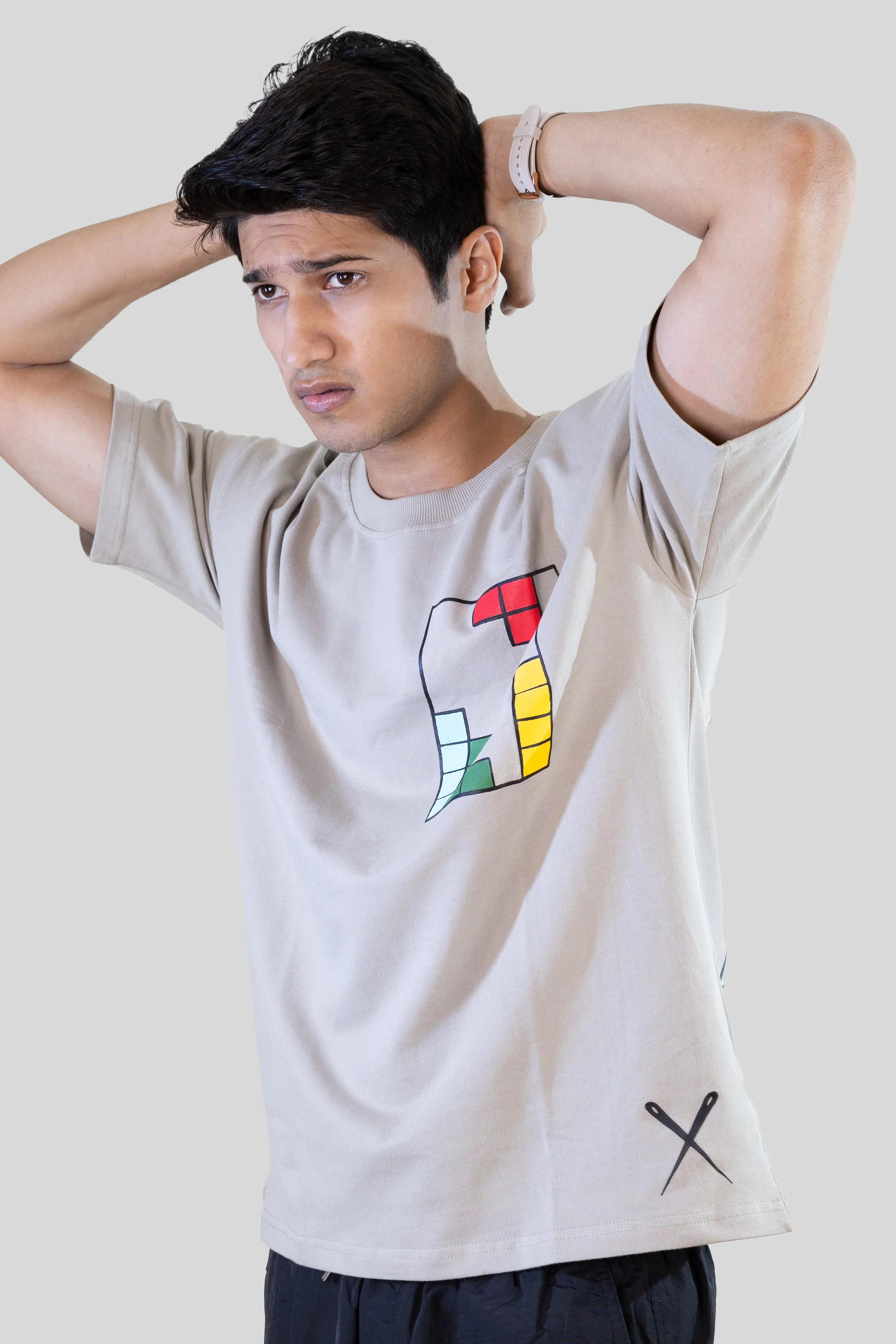 Grey Tetris Threads Drop Shoulder Tee