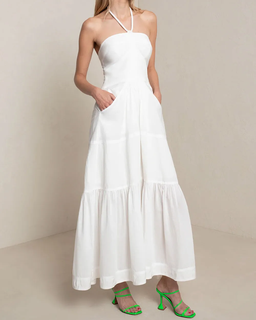 Ivory Halter Neck Adelle Midi Dress