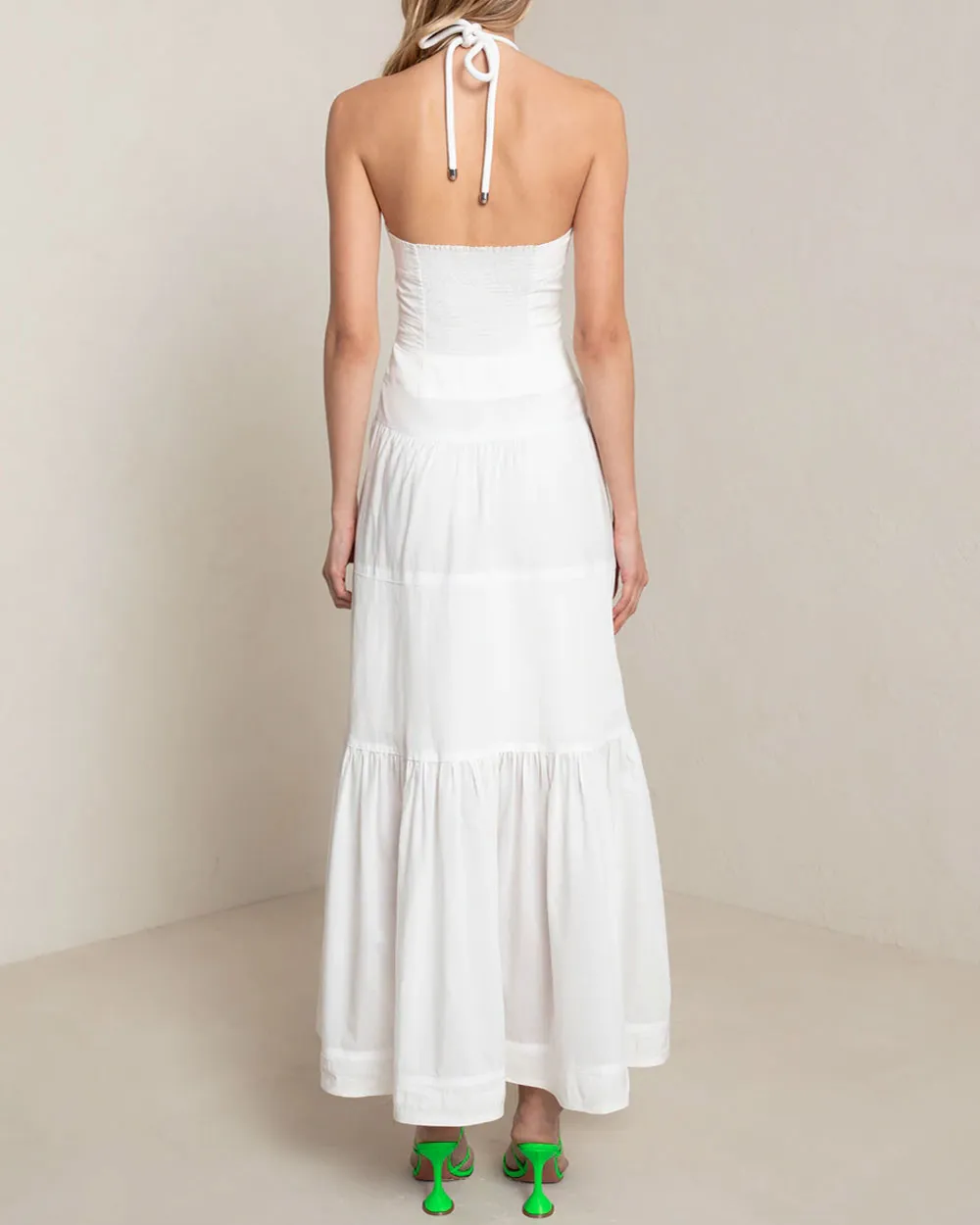 Ivory Halter Neck Adelle Midi Dress
