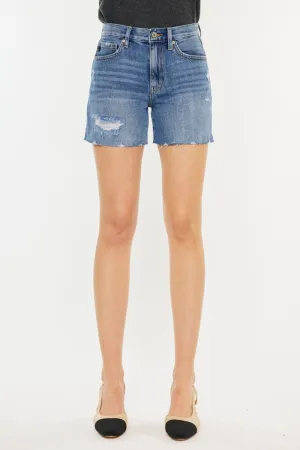 Kancan Distressed High Waist Denim Shorts