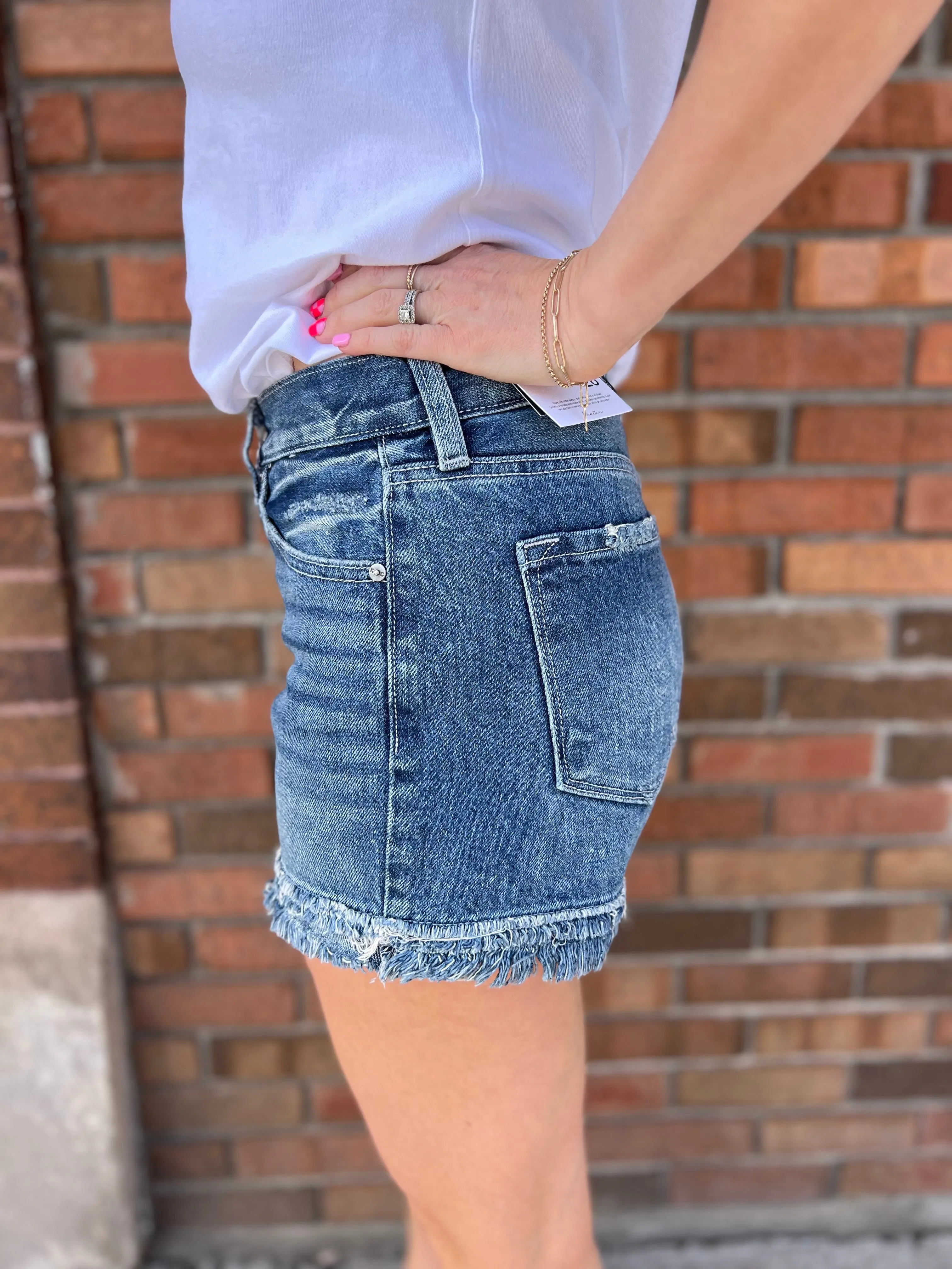 Kancan High Rise Fray Hem Shorts