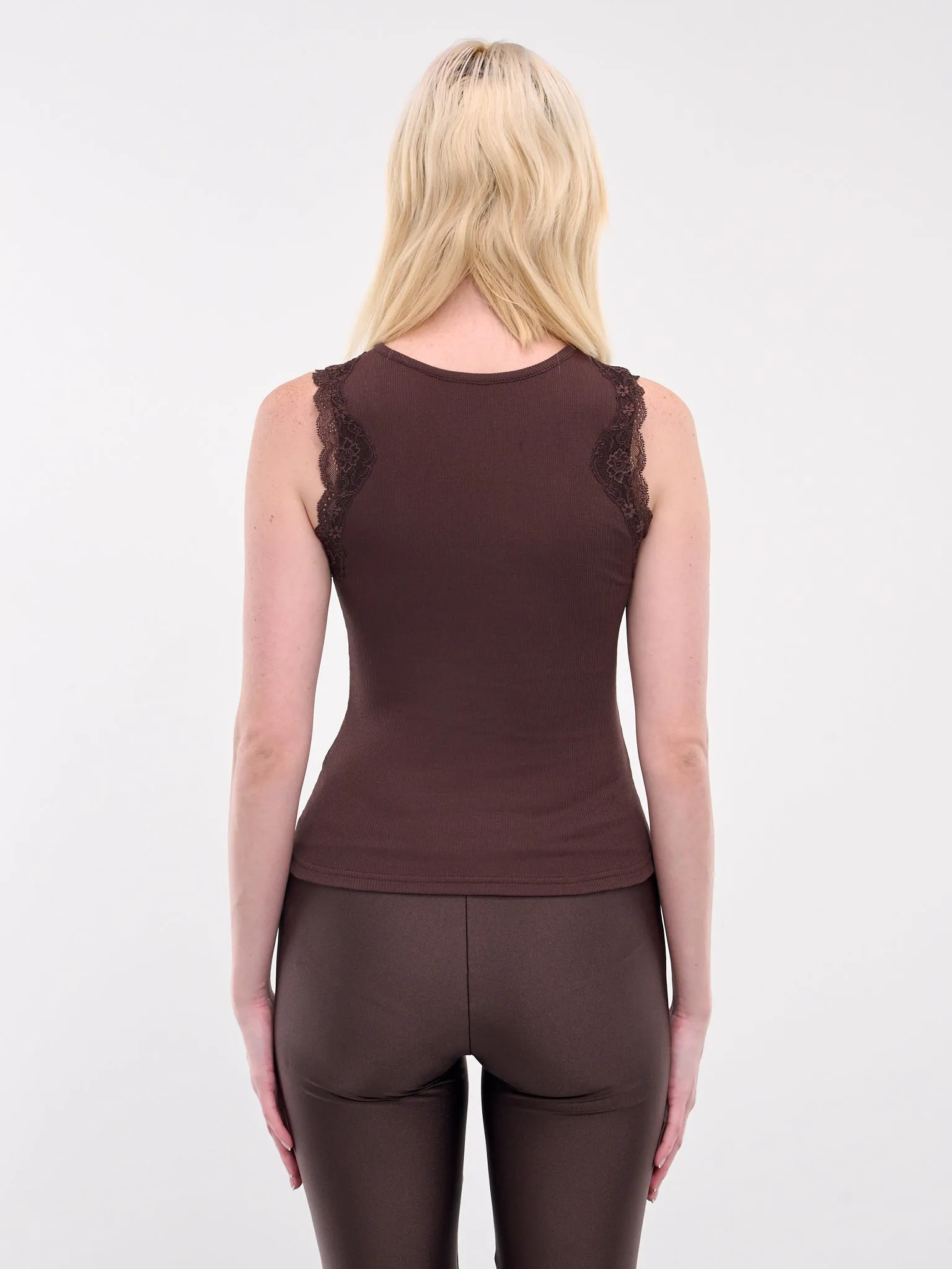 Lace Trim Ribbed Tank (TO080-CHOCOLAT)