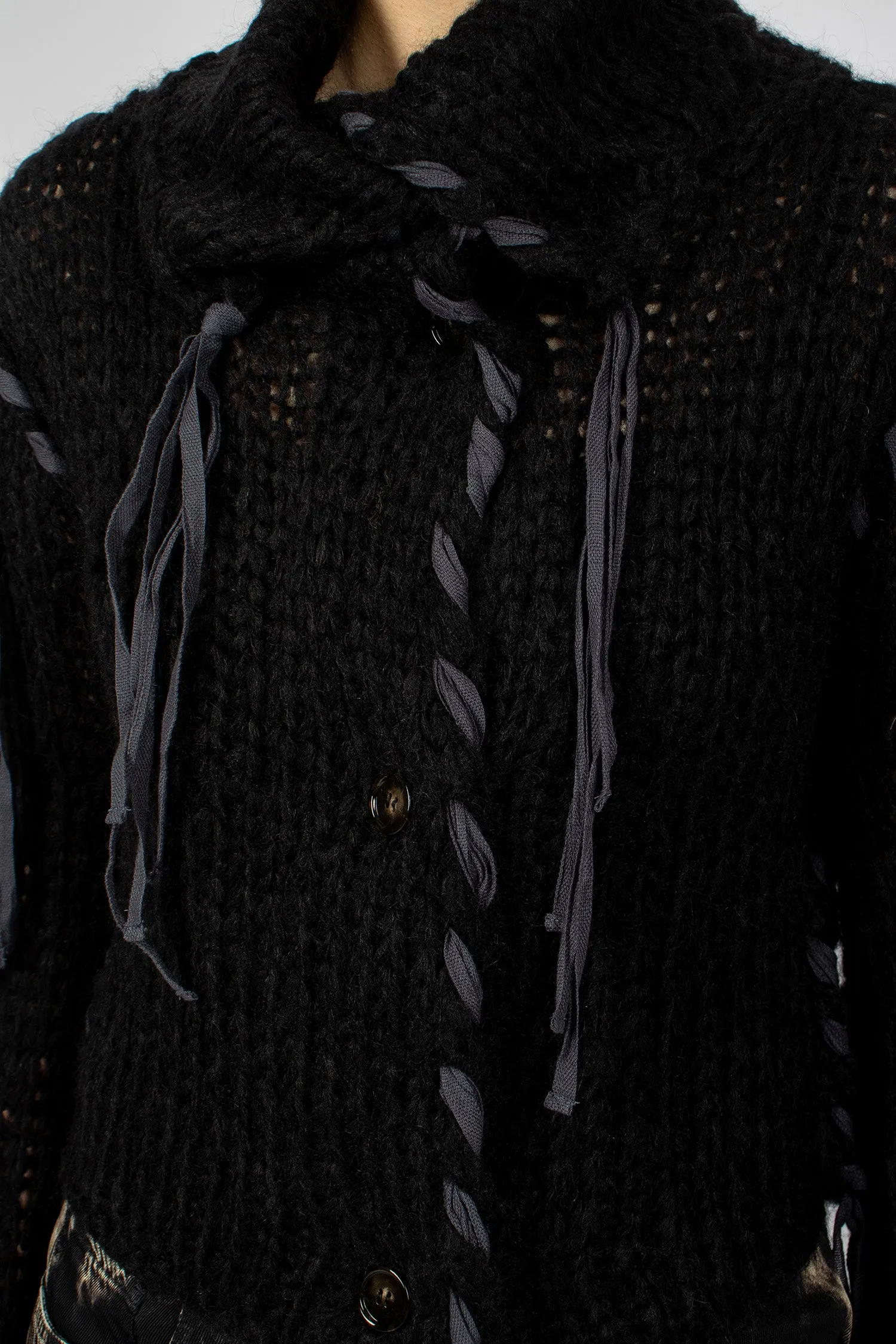 Lacing Knit Cardigan Black