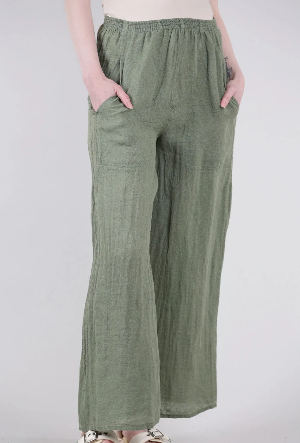 Linen Flow Pant, Olive