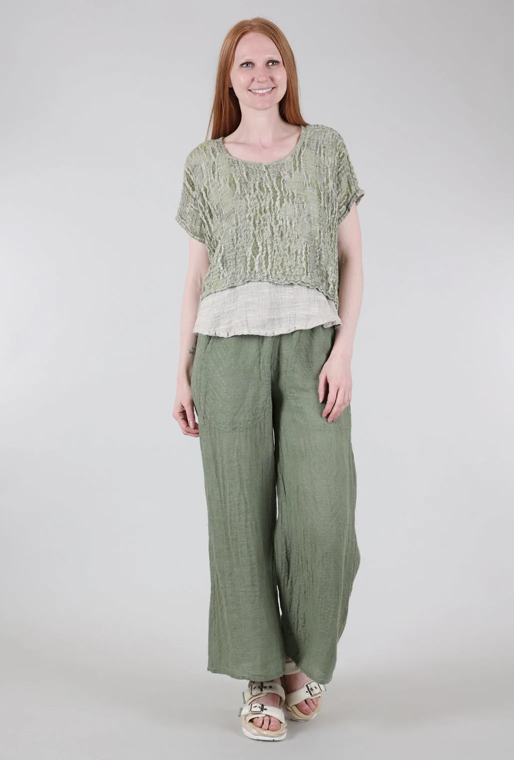 Linen Flow Pant, Olive