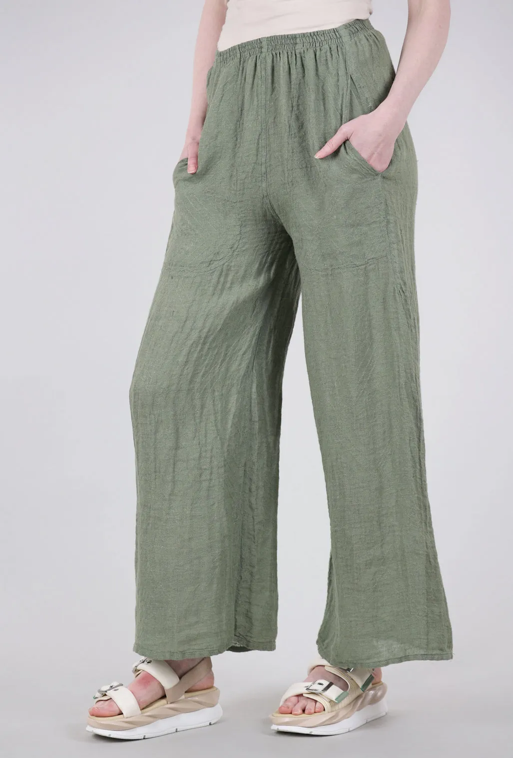 Linen Flow Pant, Olive
