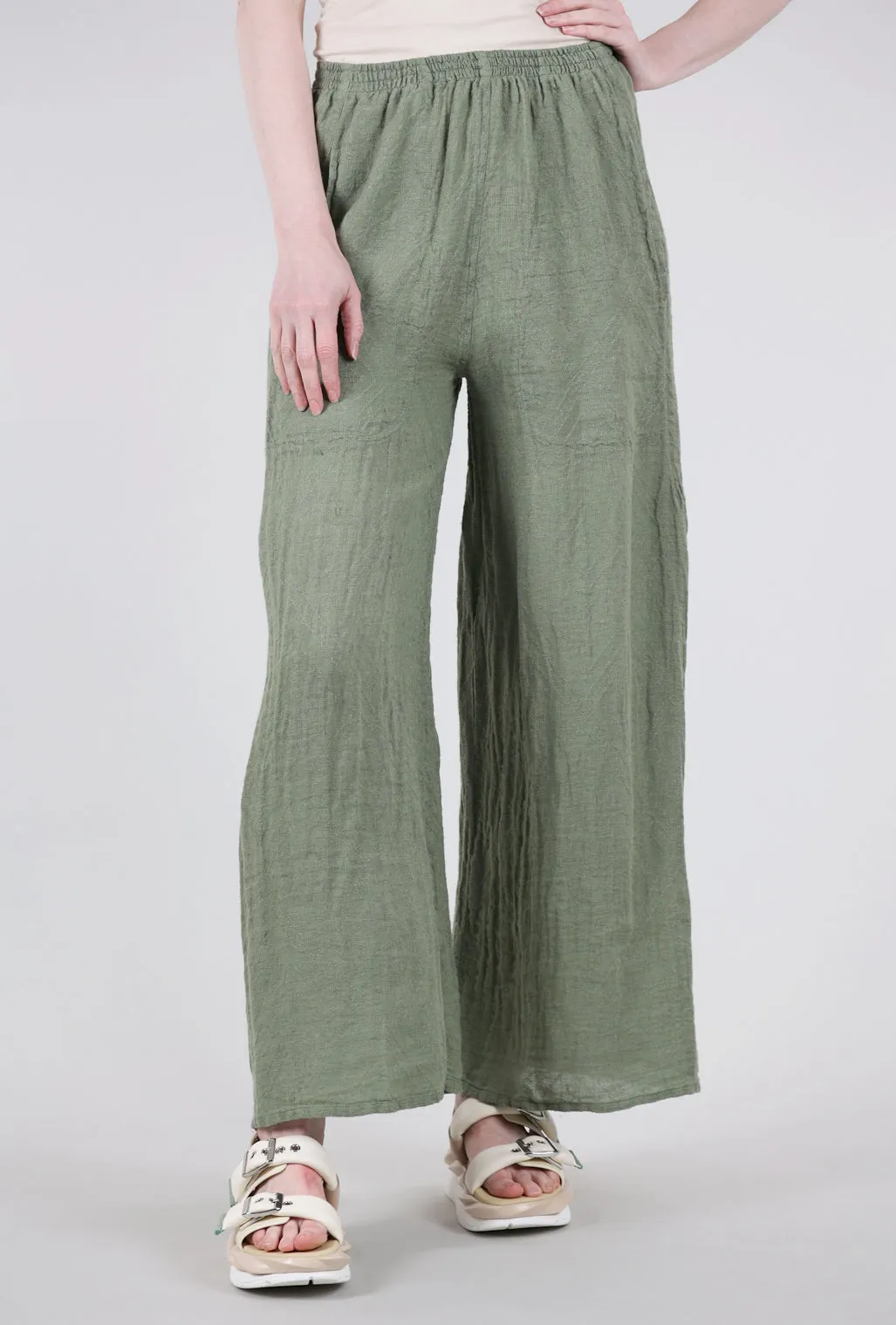 Linen Flow Pant, Olive