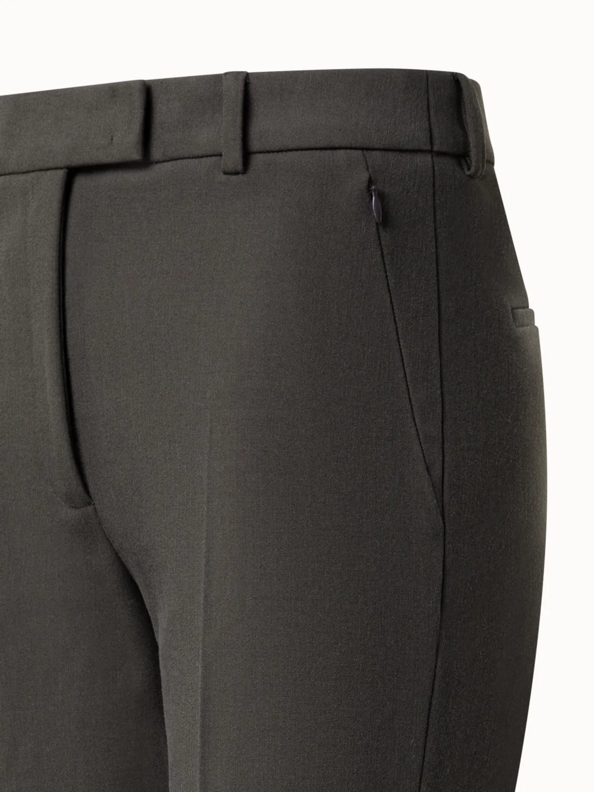 Lyocell Wool Stretch Gabardine Tapered Cropped Pants