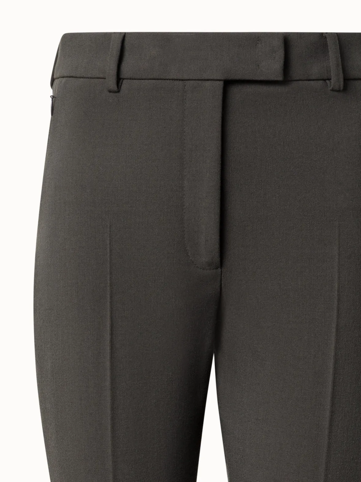 Lyocell Wool Stretch Gabardine Tapered Cropped Pants