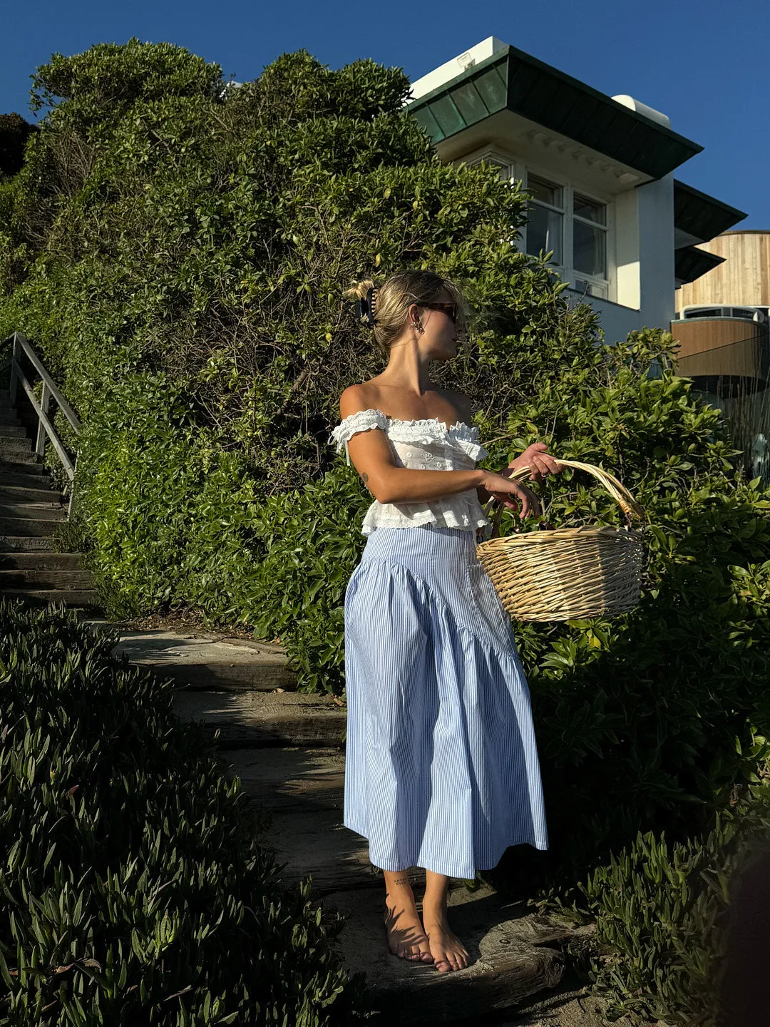Maeve Midi Skirt - Blue Stripe